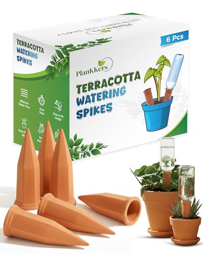 Plant Watering Devices, Self Watering Spikes, Self Watering Planter Insert, Terracotta Watering Spikes, Plant Watering Spikes, Vacation Plant Watering Devices, Water Plants While Away - color: Terracotta - 6 Pcs (Pack of 1)