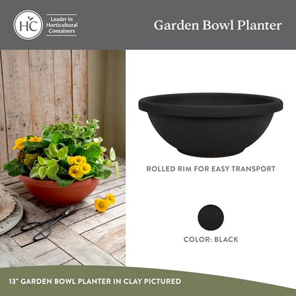 The HC Companies Garden Bowl Shallow Garden Bowl, 24 Inch, Black, 2-Pack - color: Black, size: 24", style: Pack of 2