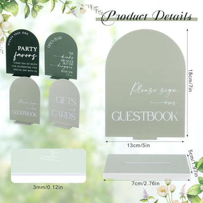 Weysat 4 Pcs Sage Green Acrylic Wedding Signs for Ceremony Reception - color: Sage Green
