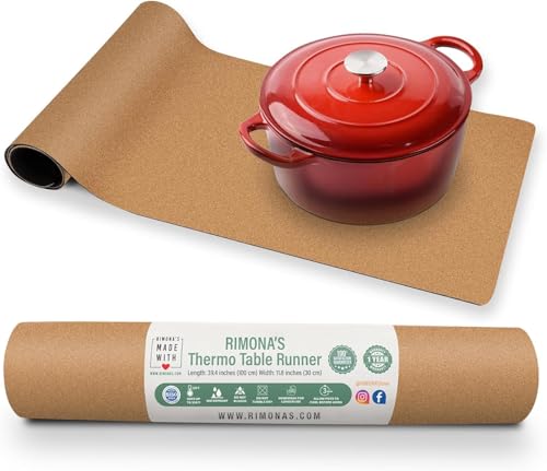 RIMONA'S Heat Resistant Cork Table Runner Trivet Mat - Natural, 40" - color: Natural Fine Cork