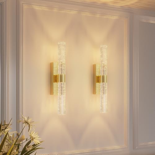 camuucci Battery Operated Wall Sconces Set of 2, Rechargeable Wall Lights - color: Gold, size: 15.3 Inches