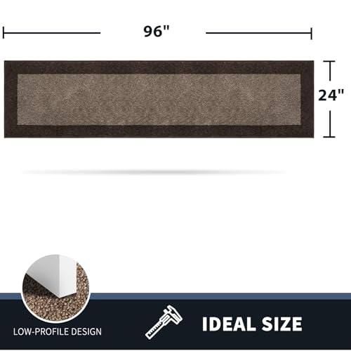 PURRUGS Hallway Runner Rug, 24" x 96", Grayish Brown & Coffee - color: Grayish Brown & Coffee, size: 24" X 96"