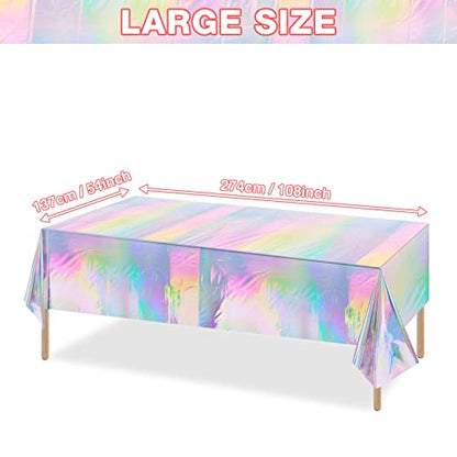 FunnyPars 4 Pack Iridescent Plastic Tablecloths, Disposable Table Covers - color: Laser