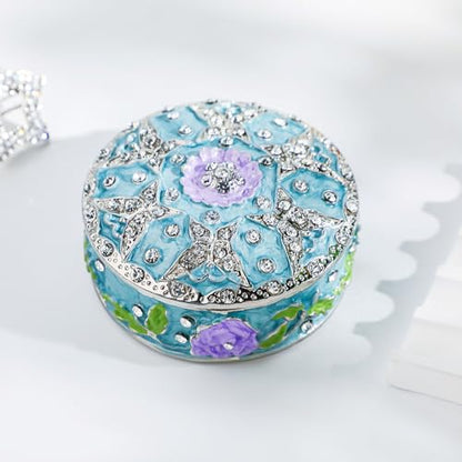 YU FENG 2.1 Inch Vintage Round Trinket Box Hinged Jewelry Ring Holder - style: Round