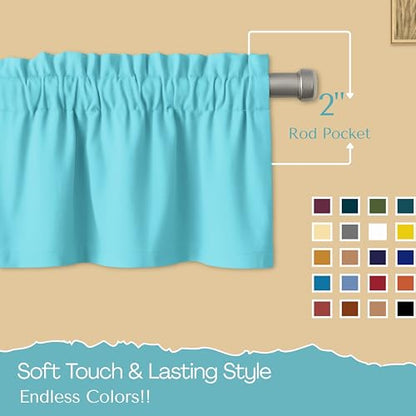 Native Fab Kitchen Window Curtains, 3 Piece Set, Valance 54x18, Tiers 26x36 Inch, Rod Pocket, Semi Sheer, Privacy Tiers with Topper, Durable, Great for Beach House, Bathroom, Dining Area, Ocean Blue - color: Ocean Blue