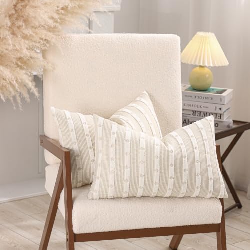 Beige Boho Outdoor Throw Pillow Covers 12x20 Set of 2 - color: Beige, size: 20" x 12" (Pack of 2)