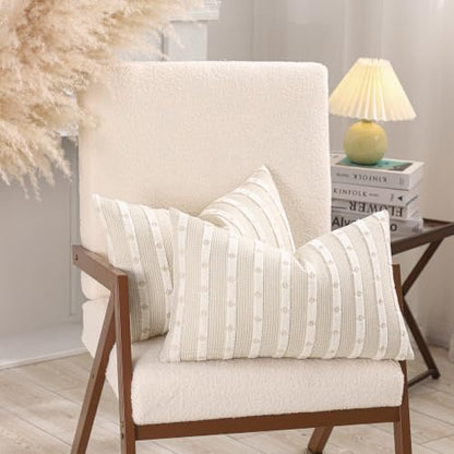 Beige Boho Outdoor Throw Pillow Covers 12x20 Set of 2 - color: Beige, size: 20" x 12" (Pack of 2)