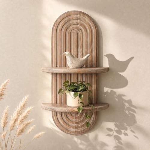 Plant Wall Shelf for Home Decor: Hanging Plant Shelf for Displaying,Natural - color: Naturalwood