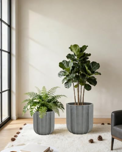 10 Inch Ceramic Plant Pot for Indoor Plants with Drainage Hole - color: Grey 10"