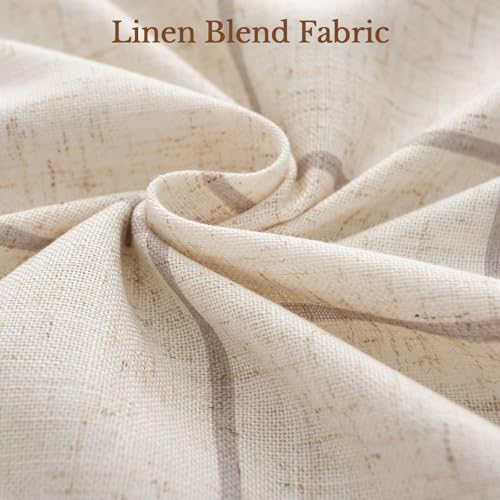 THREE GIRLS Linen Plaid Blackout Curtains for Living Room,Bedroom,Dining Room 95 Inches Long Gingham Double Layer 2 Panels Set Luxury and Modern Printed Design Darkening Pinch Pleated - color: Linen, size: 40"W x 95"L (Pack of 2)