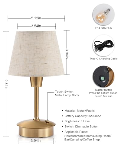 2 Pack Small Rechargeable Cordless Table Lamp for Restaurant Bar