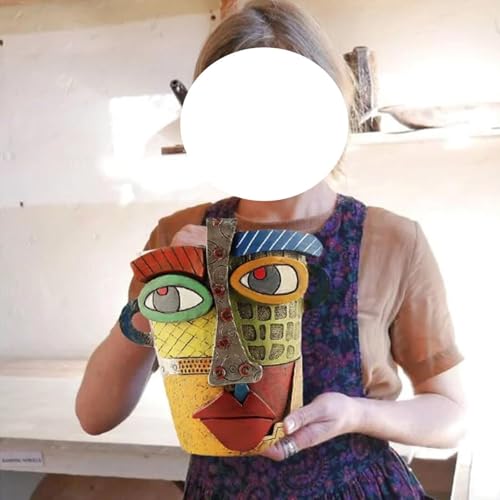 Picasso Pot, Face Planters, Plant Pots Sanxingdui Style, Abstract Head Planter, Handcrafted Planter Resin - Cute and Funky (Retro) - color: Retro