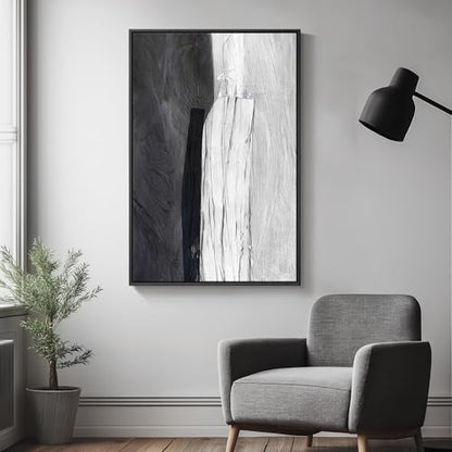 Framed Black and White Modern Abstract Wall Art, 1 Piece 24x36 In - color: Black White B