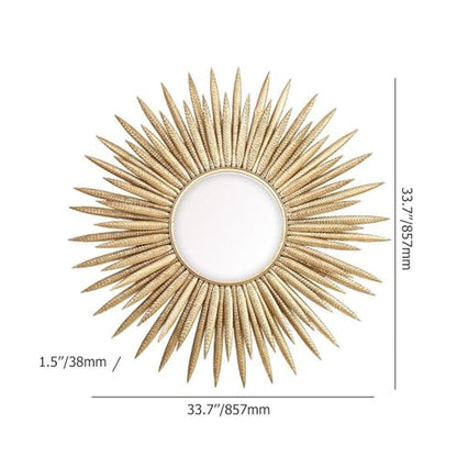 homary Sunburst Wall Mirror, 33.7" Gold Accent Mirror with Embossed Metal Frame for Living Room, Entryway, or Bedroom Decor (1, Style-A)