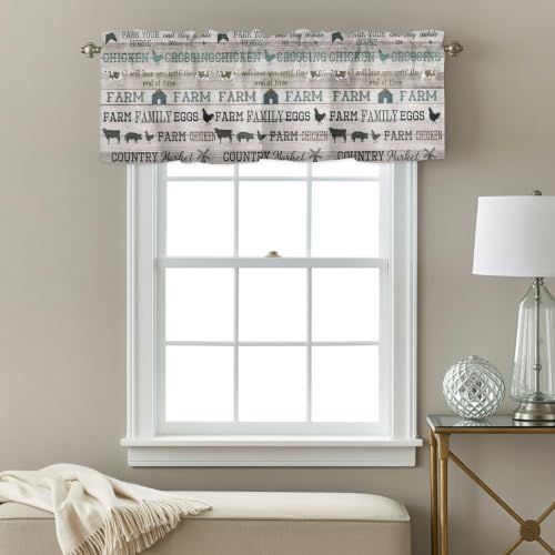 Double Love Farmhouse Valance Curtain, Rod Pocket, Polyester Blend, 1 Panel 54x18, Farmdol4183, Kitchen/Living Room/Bedroom/Bathroom/Window