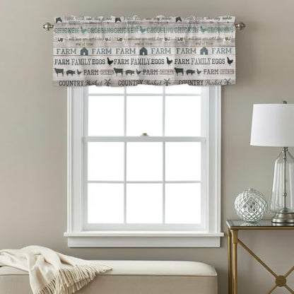 Double Love Farmhouse Valance Curtain, Rod Pocket, Polyester Blend, 1 Panel 54x18, Farmdol4183, Kitchen/Living Room/Bedroom/Bathroom/Window