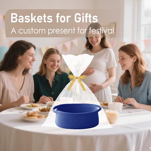 JMvicyroam Small Woven Basket, Empty Gift Basket, Navy Blue/1 Pack - color: Navy Blue, size: 1 Pack