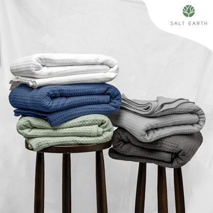 100% Cotton Waffle Weave Blanket for Hot Sleepers, Twin 92" x 90" - color: Scottish Grey, size: Queen(92"x90")