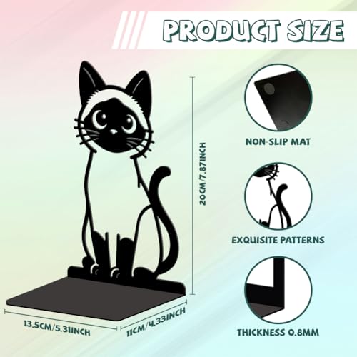 Peacoblue 5.3"x4.3"x7.9" Metal Bookends, Heavy Duty Book Ends for Shelves - style: Siamese Cat