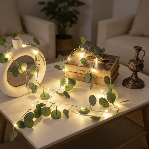 Vine Fairy Lights, 6.5FT 40 LEDs Eucalyptus String Lights, 2 Pack - color: Eucalyptus, size: 6.5 ft-20 LED-2 pack
