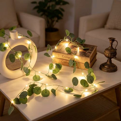 Vine Fairy Lights, 6.5FT 40 LEDs Eucalyptus String Lights, 2 Pack - color: Eucalyptus, size: 6.5 ft-20 LED-2 pack