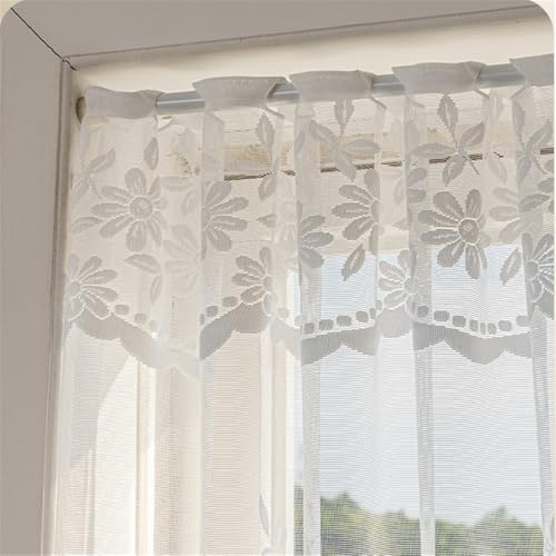 1pc White Lace Arched Sheer Curtain for Doorway Kitchen Window - size: 86"W x 35"L (Pack of 1)