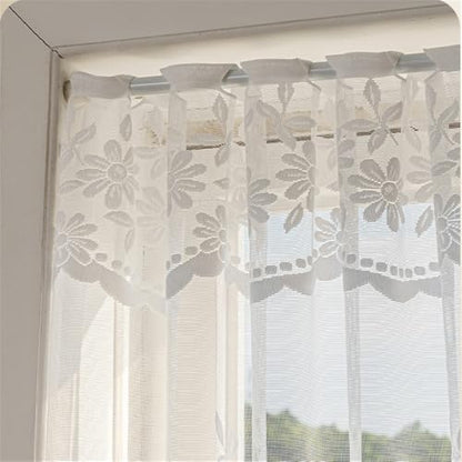 2pcs White Lace Arched Sheer Curtain for Doorway Kitchen Window - size: 86"W x 35"L (Pack of 2)