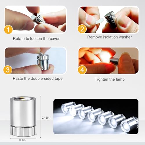 Aogist 12 PCS White Mini LED Spot Lights, Battery Operated Tiny SMD Lamps - color: White, size: 12