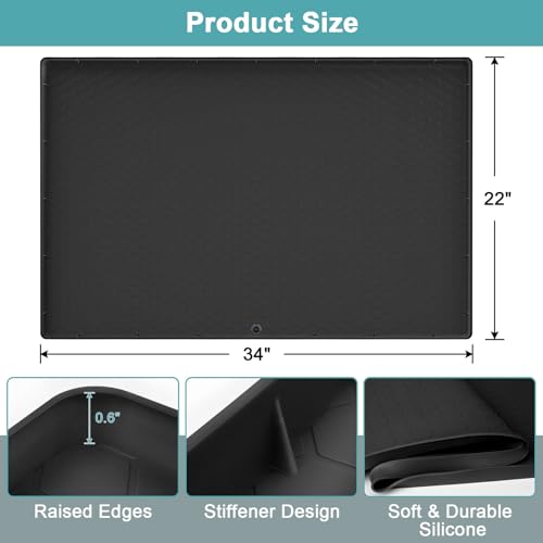 Under Sink Mats for Kitchen Waterproof, 34" x 22" Silicone Sink Mat Black - color: Black, size: 34" x 22"