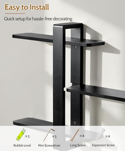 SUMGAR Black Floating Shelves for Wall, 3 Tier Adjustable Large Shelf Unit - color: Black, size: 3 Tier 19.6in