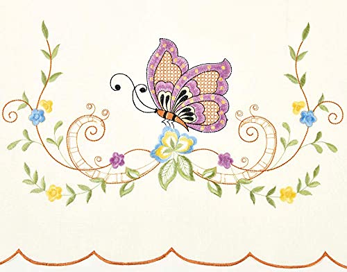 GOHD Dancing Butterfly 3pcs Embroidery Cafe Curtains with cutworks,Lavender - color: Lavender