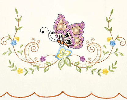 GOHD Dancing Butterfly 3pcs Embroidery Cafe Curtains with cutworks,Lavender - color: Lavender