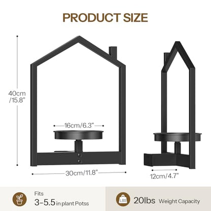 HOOBRO Metal Floating Shelves 2 Pack,Wall Plant Holder Shelf
