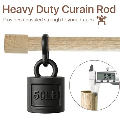 NICETOWN Adjustable Faux Wood Grain Metal Curtain Rod, Extendable Drapery Rod for Living Room Bedroom, Wood-Like Finish with Elegant Gold Metal Cylinder Finials, 28-48 Inches - color: Wood Grain & Gold, size: 28" to 48"