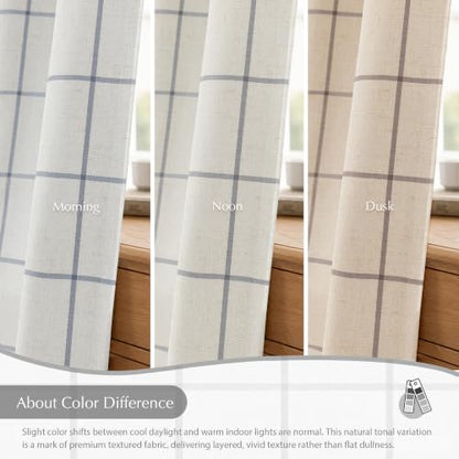 DriftAway 100% Blackout Plaid Linen Curtains 108 Inches Long 2 Panels Gray - color: Grey, size: 52"W x 108"L (Pack of 2)