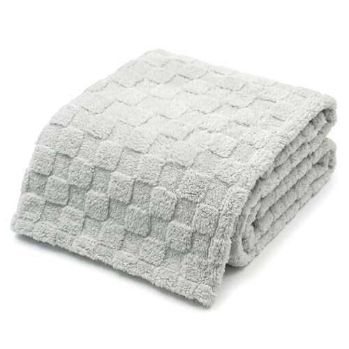 Americanflat 30x40 Jacquard Kids Throw Blanket - Soft and Breathable Mini Fleece Throw Blanket for Couch, Bed, Chair - Fleece Blankets Perfect for Home, Bedroom, or Outdoor - Checkered in Light Gray - color: Light Gray, size: 30x40, style: Checkered