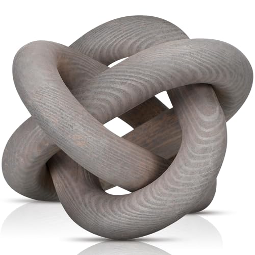 Yalikop 3 Link Wood Knot Decor Rustic Table Shelf Accents, Gray - color: Gray
