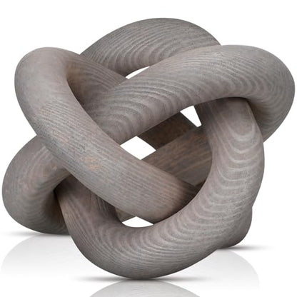 Yalikop 3 Link Wood Knot Decor Rustic Table Shelf Accents, Gray - color: Gray