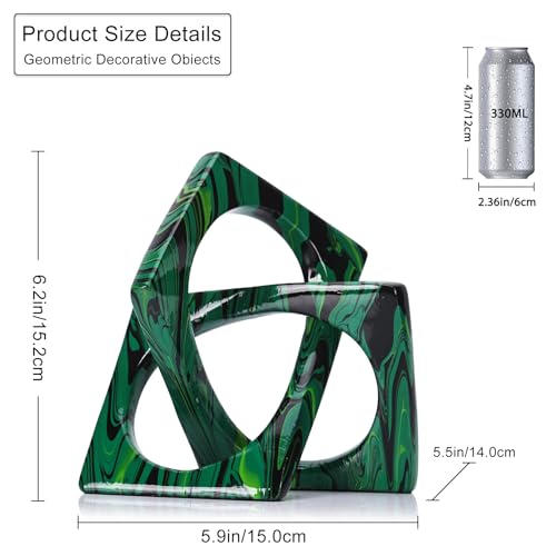 Modern Geometric Sculpture Emerald Green Knot Statue Decor, Home Bookcase Centerpiece Jax Decorative, Tabletop Sculpture and Figurines for Home Decor Accent, Cube Decorative - color: Bright/Green