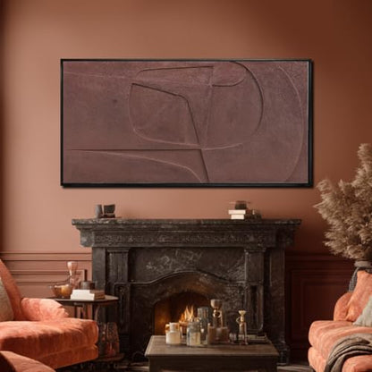 Framed Neutral Large Wall Art 3D Textured Painting for Living Room 29"x58" - color: Brown, size: 58"L x 29"W