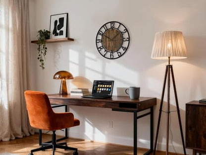 Large Wall Clocks, 20" Black Big Wall Clock for Living Room Decorative by Battery Operated, Oversized Farmhouse Silent Walls Clock with Metal Arabic Number for Office, Classroom, Bedroom - size: 20 Inch