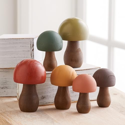 Your Heart's Content Wood Mushrooms, Set of 6 (Woodland Paint 6) - color: Woodland 6