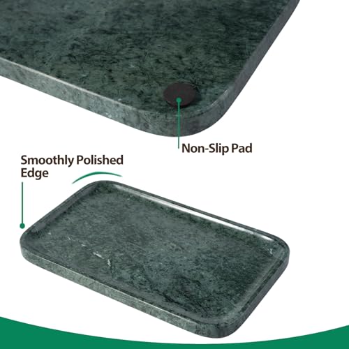 Karibiber Marble Vanity Tray, Bathroom Tray for Countertop, 14'' Green Decoration for Dresser Organizer, Large Serving for Kitchen, Marble Storage for Coffee Table, Perfume, Jewelry Holder - color: 14" Green