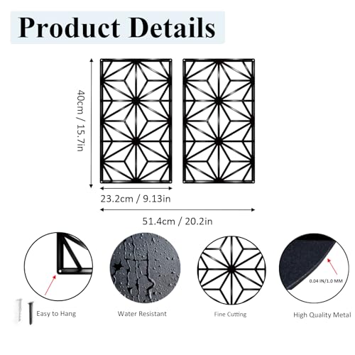 DUOOLN 2 Pcs Black Abstract Metal Wall Decor, Geometrical Single Line Art - color: Black - Rectangular