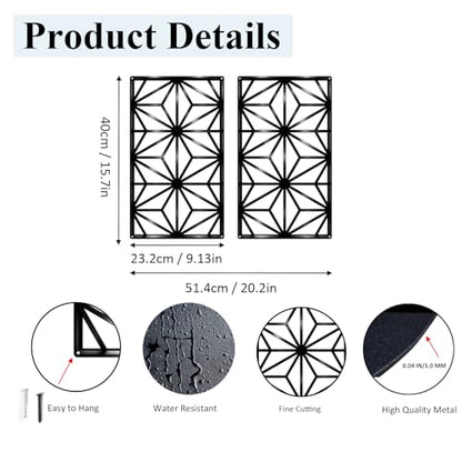 DUOOLN 2 Pcs Black Abstract Metal Wall Decor, Geometrical Single Line Art - color: Black - Rectangular