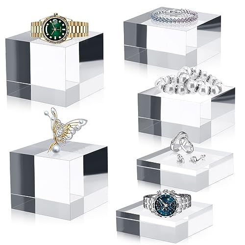 Geelin 3 Pcs Acrylic Risers Stand Display Block Decor Riser 3 Size, Square - style: Square