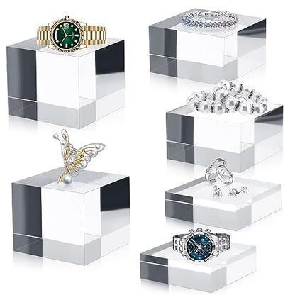 Geelin 3 Pcs Acrylic Risers Stand Display Block Decor Riser 3 Size, Square - style: Square