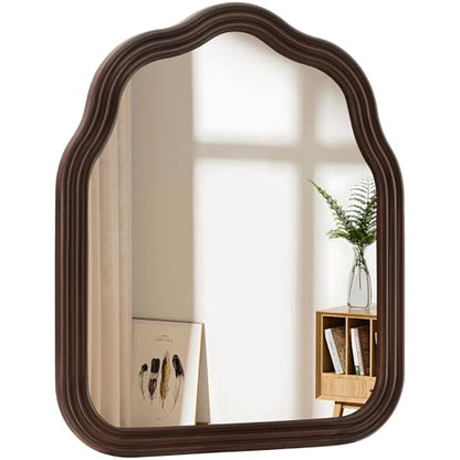 30x36 Inch Wood Arched Mirror, Large Bathroom Mirrors for Wall - size: 36"L x 30"W