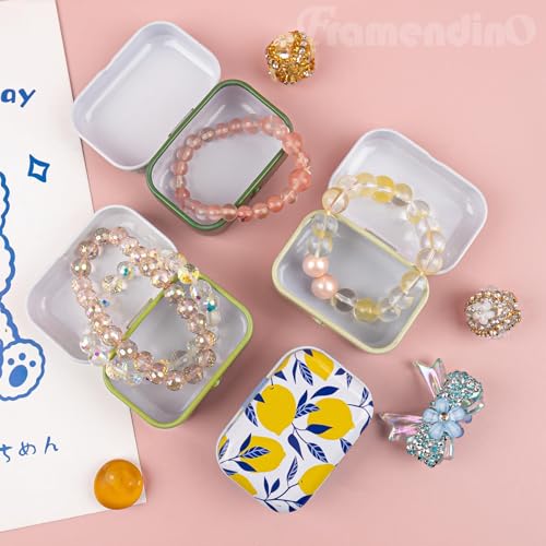 Framendino, 5 Pack Mini Tin Trinkets Box with Lid Lemon Hinge Tin Box Containers Jewelry Storage Organizer (Random Color) - color: Lemon