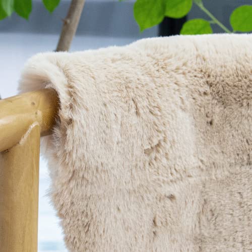 ORINOVA Light Brown Beige Fluffy Faux Rabbit Shag Fur Rugs for Bedroom Small Fuzzy Washable Runners Rugs for Living Room 2x6 Rug Runner Nursery - color: Beige, size: 2' x 6' (Rectangular)